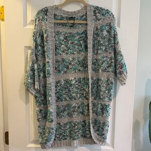 Anthropologie Gray and Green Knit Cardigan